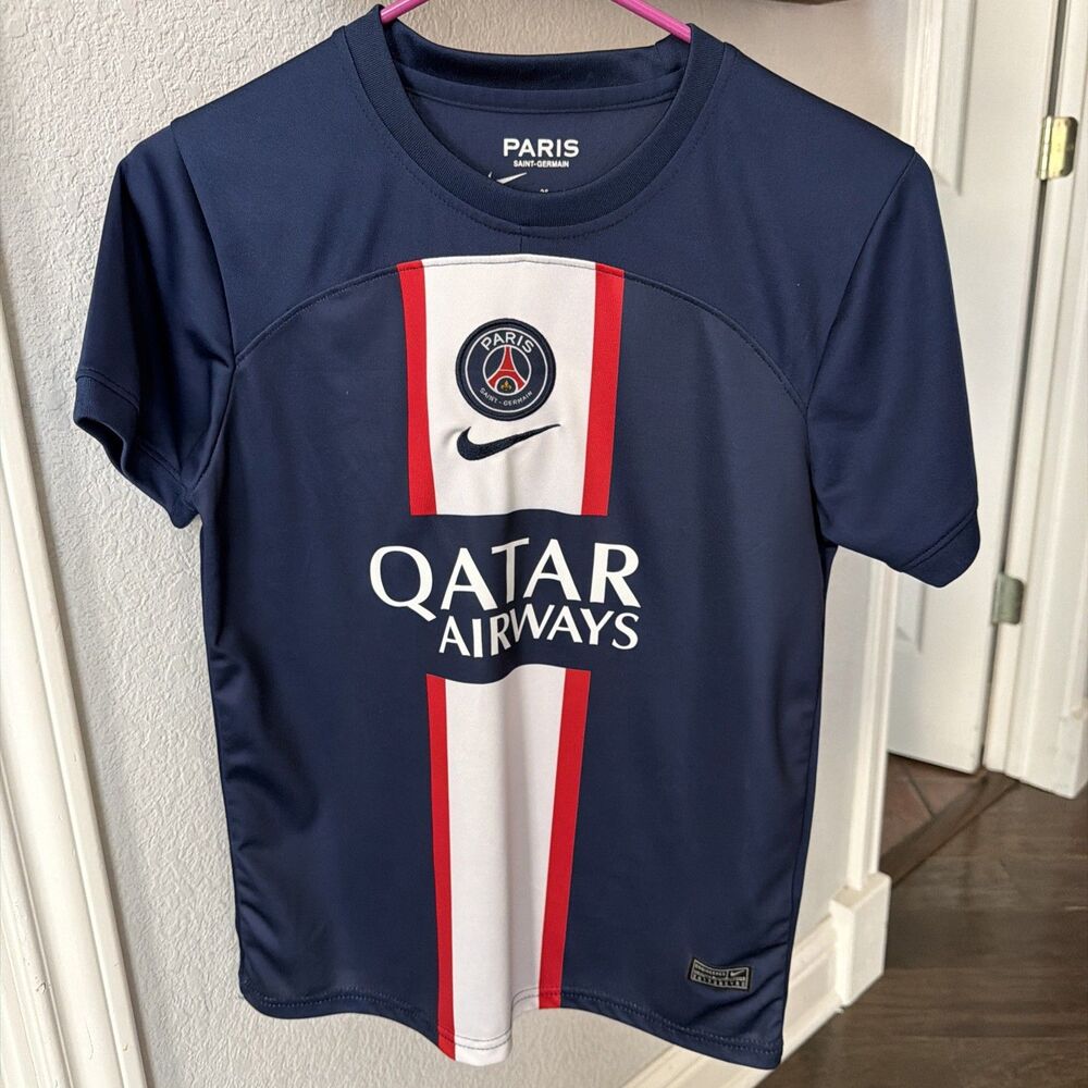 Paris St Germain Kylian Mbappe Home Jersey GOAT Qatar Airways Youth 26